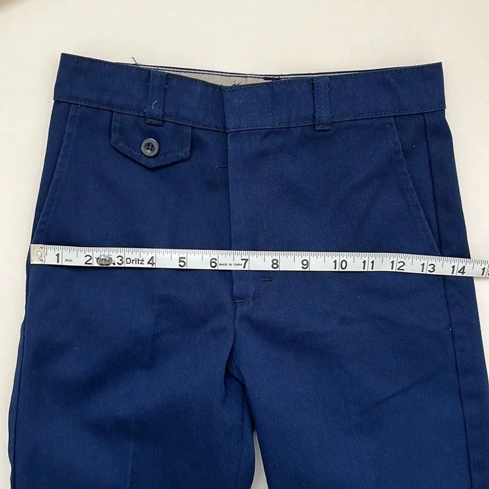 1970s Vintage Pants Sears Boys 14 Slim Perma-Prest Navy Blue Trousers